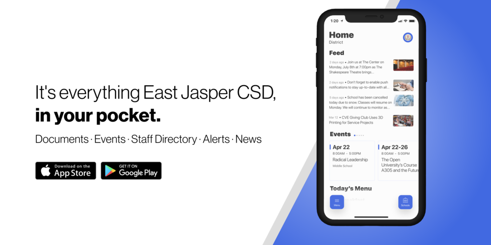 Its Everything East Jasper CSD, in your pocket. Download our app for iOS and Android devices.